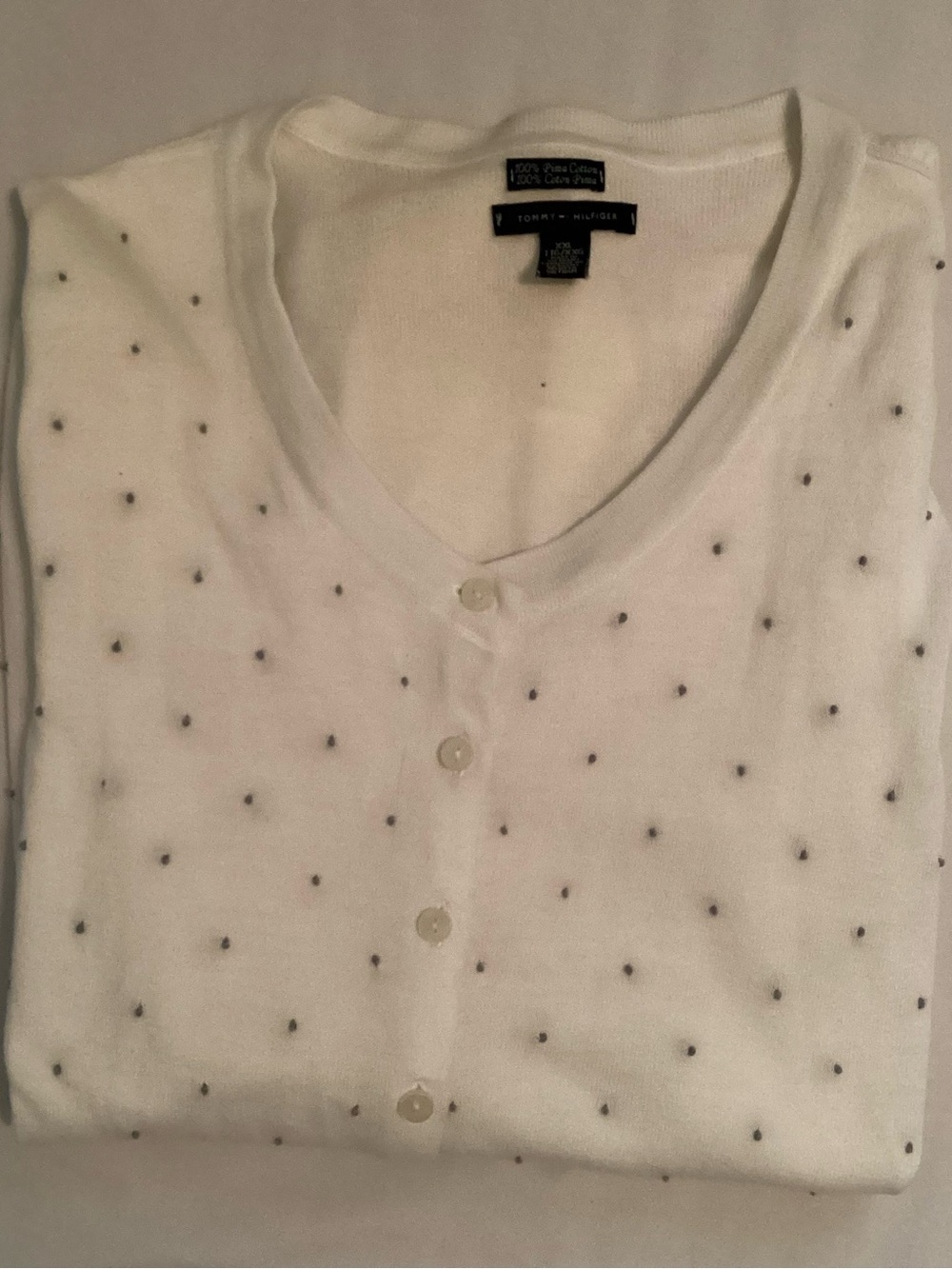 Tommy Hilfiger Ladies Long Sleeve Cream Dot Button Front Sweater Size XXL